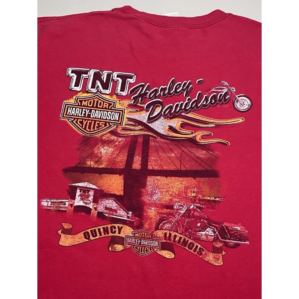 Harley Davidson TNT Quincy Illinois  Men's  XXL, Red Graphic T-Shirt